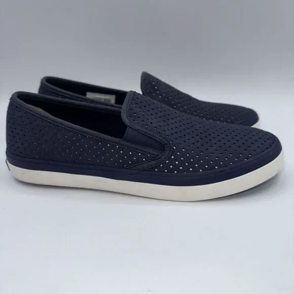 Sperry Top Sider Womens Seaside Navy‎ Blue Perforated Leather Shoes Sz. 8 - Picture 3 of 9